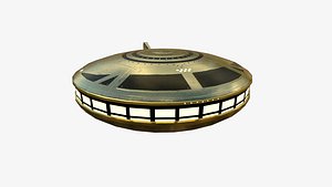3D Alien Spaceship UFO A07 Gold - Sci Fi Spacecraft Design model