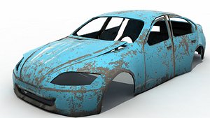 rusted junked car