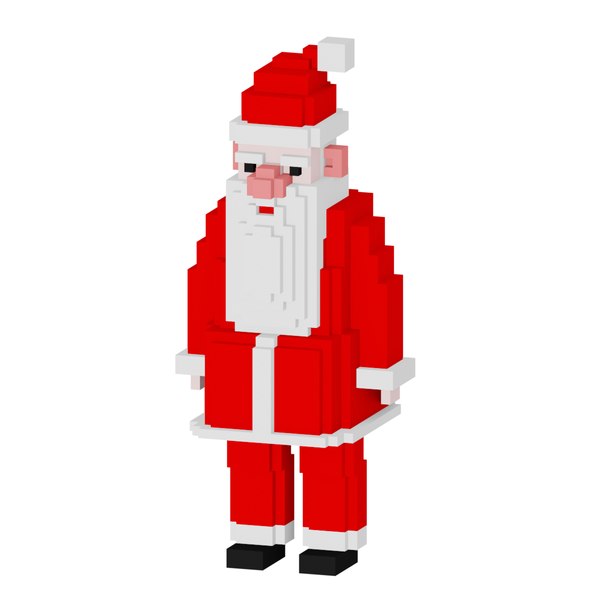 modelo 3d Santa 8 bits Navidad personaje de dibujos animados voxel art ...