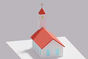 3D cartoon simple church model