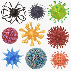 3d model of virus set color 2