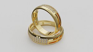 Modern Couple Wedding Bands 4-14US Sizes 3D model