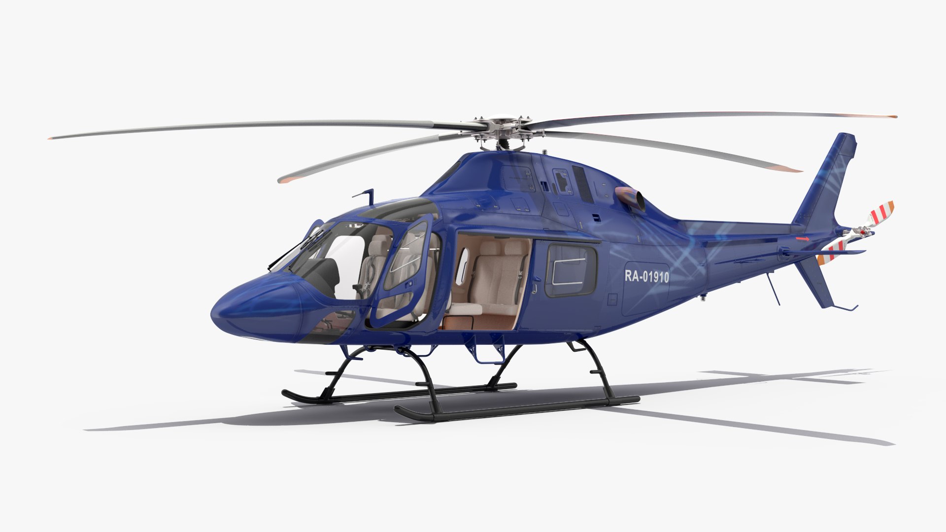 Leonardo AgustaWestland AW119 Helicopter Blue Rigged for Maya 3D model preview