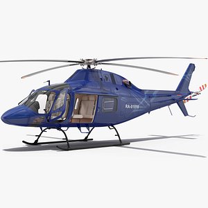 3D Leonardo AgustaWestland AW119 Helicopter Blue Rigged for Maya model