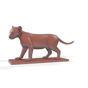 Marble Bronze Lion Cub Sculpture for 3D Print