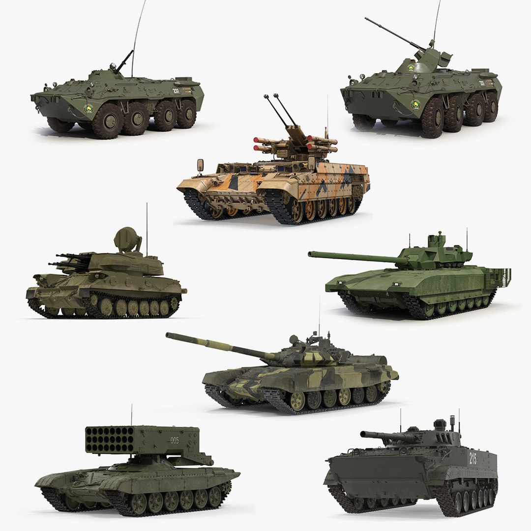 Russian Tanks Rigged Collection 2 3D model preview