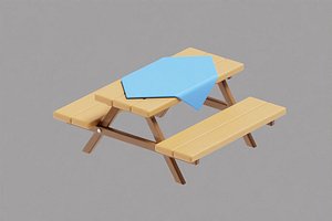 Wood Picnic Table 3D model