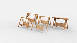 3D Wooden swing set 01 3D model