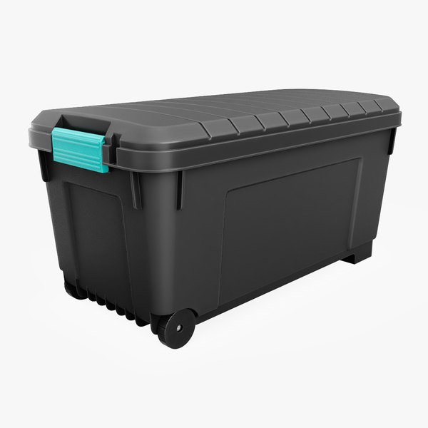 modelo 3d Baúl de Almacenamiento de Plástico con Ruedas Verde ...