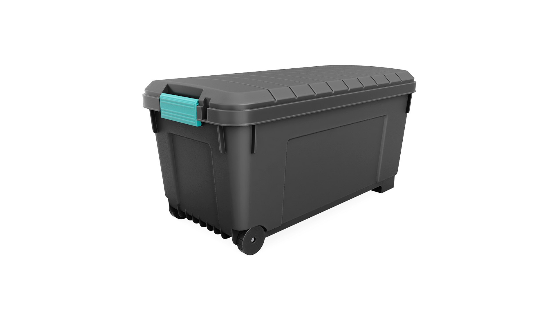 Plastic Storage Trunk with Wheels Green 3D model preview