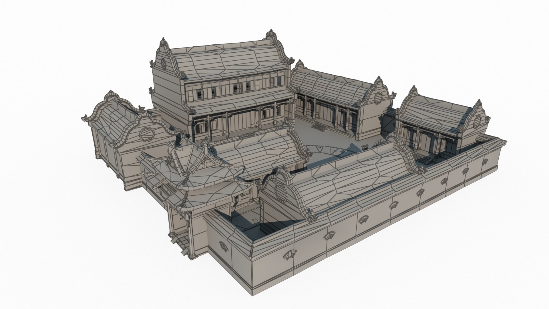 Asian Ancient Architecture Combination Courtyard 3D Model - TurboSquid ...