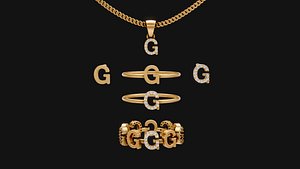 3D letter g set model