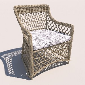Rattan Wing Chair Outdoor Furniture 3D model