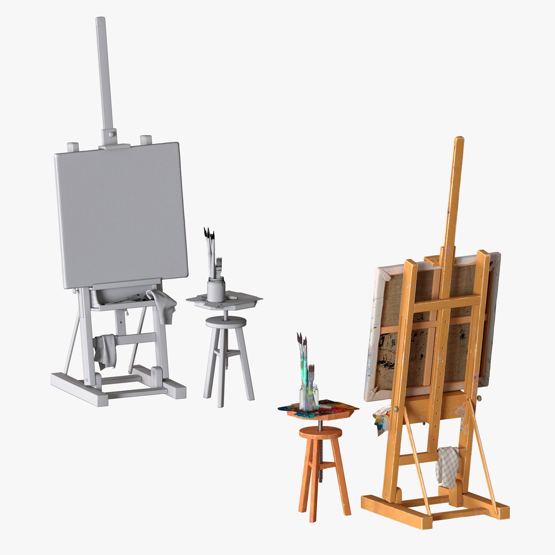 Artist Set With Easel Model TurboSquid 1990544   111 