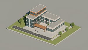 Modern Low-Rise Office Building 3D Model