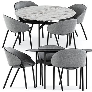 Folium dining chairs and Floema table 3D model