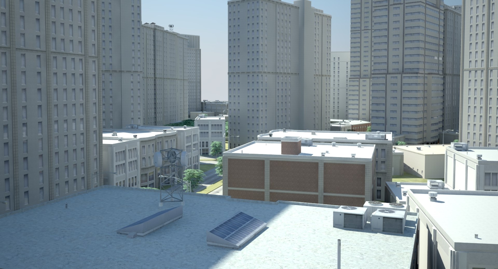 3d cityscape scene highrise