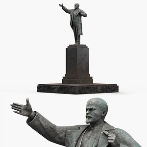3D model Damaged Lenin Monument Broken Rusty Pedestal