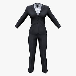 Black Formal Ankle Length Trousers Jacket Shirt Business Suit 3D