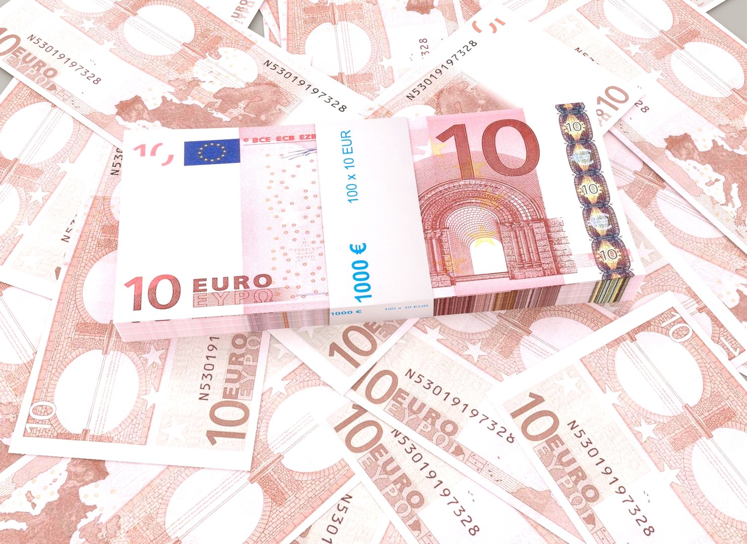10 Euro Banknote Packs 3D Model - TurboSquid 1577559