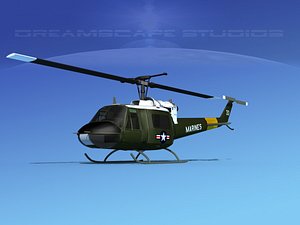 military bell uh-1b iroquois 3D model