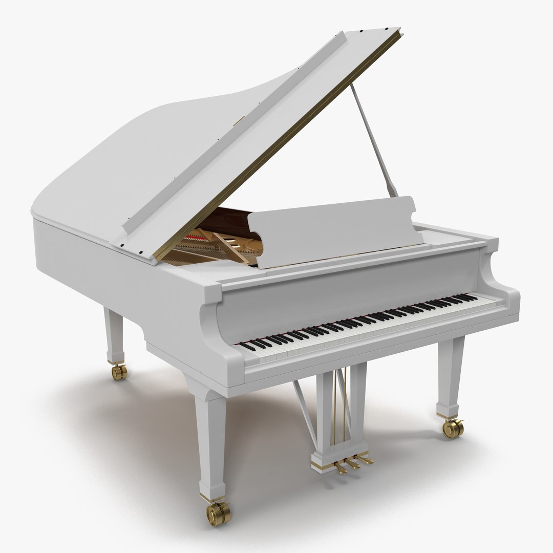 Grand Piano White 3D Model 3D model preview
