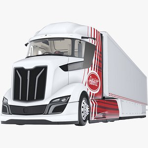 Peterbilt Supertruck 2 with Trailer Rigged for Cinema 4D 3D model
