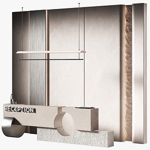 Reception desk Rough stone and Brushed Metal Modern minimalist style