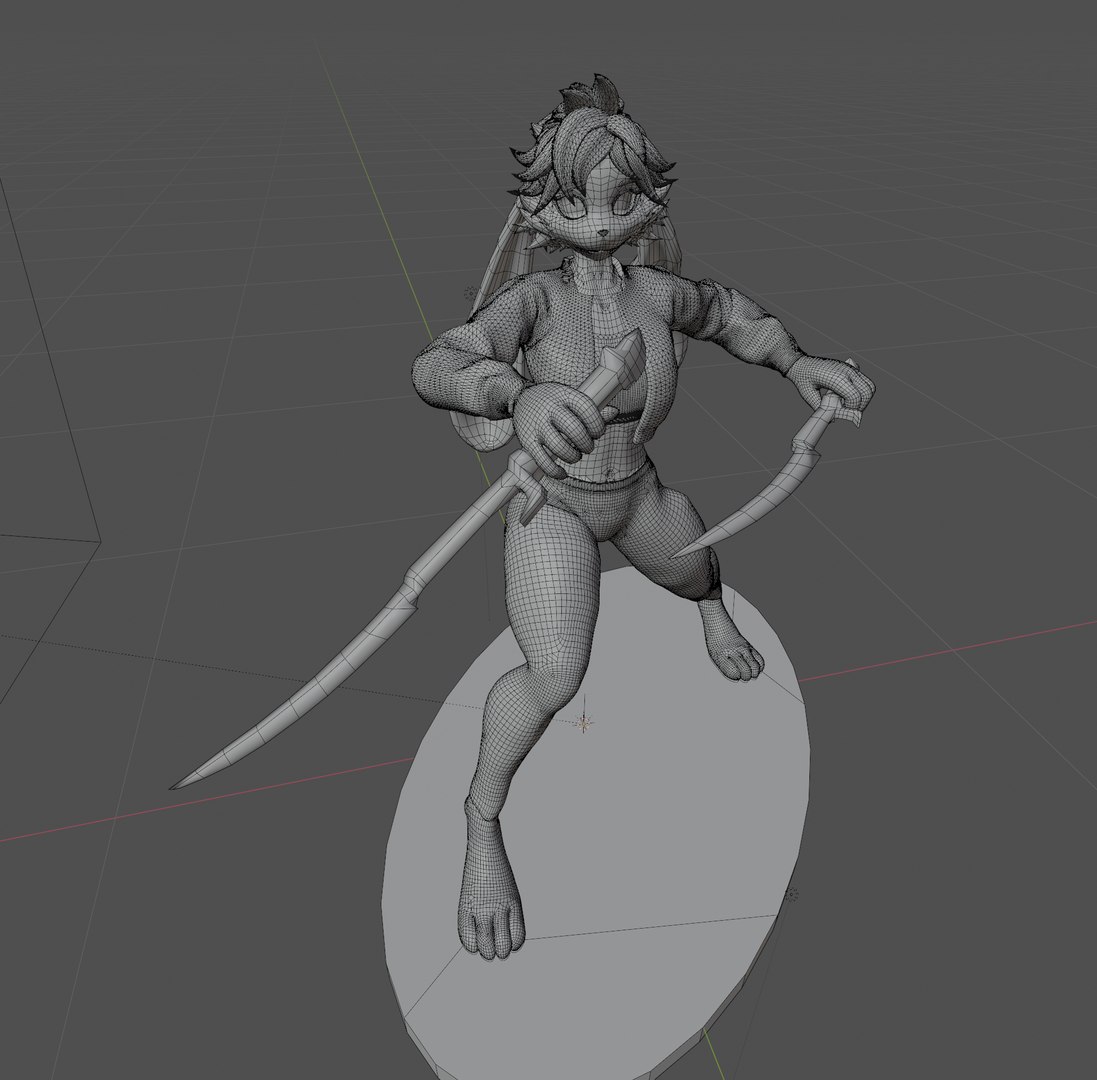 3D Model Anthro Rabbit Duel Wielding Warrior Stylized Furry Sword ...
