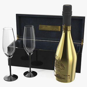 Armand de Brignac Brut Gold with Case and Wineglasses