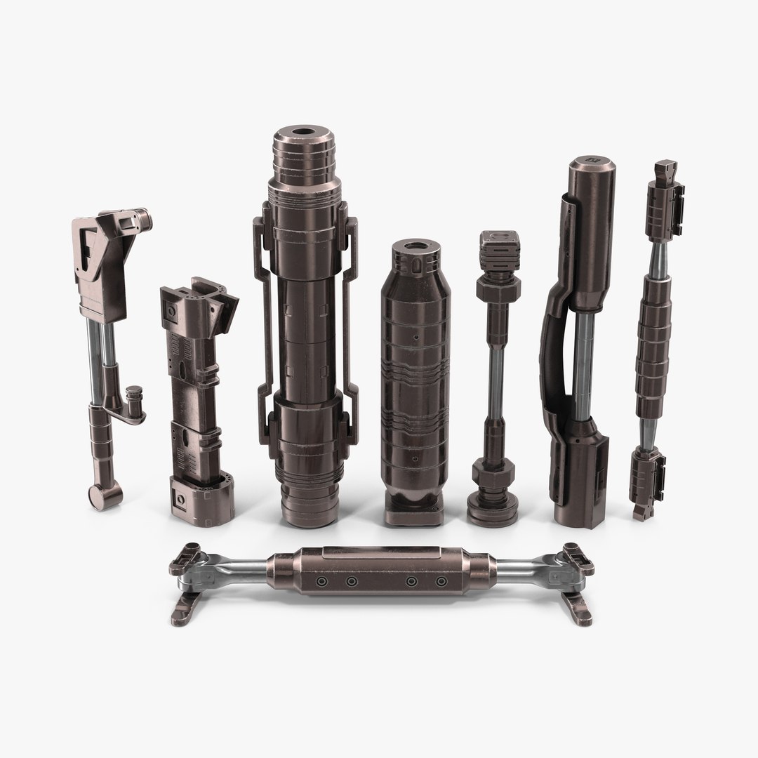 Sci-Fi Anodized Pistons 3D Models Set 3D model preview