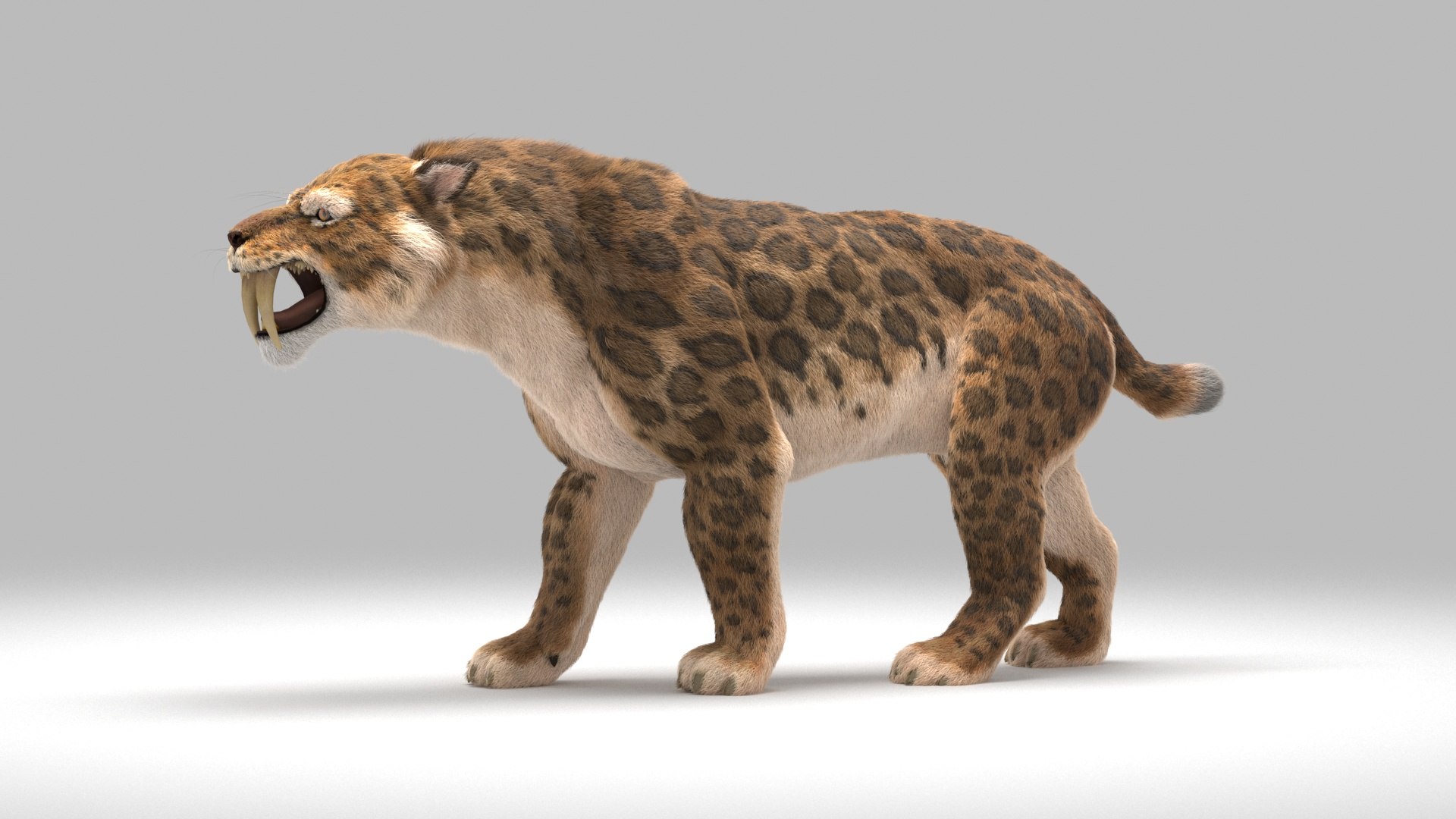Premium AI Image | Sabretoothed cat smilodon extinct animal