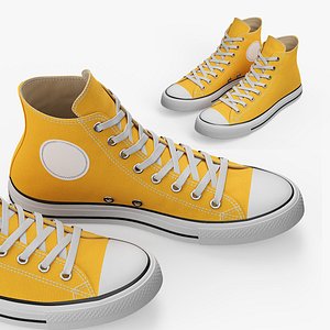 Yellow High-Top Sneakers 3D