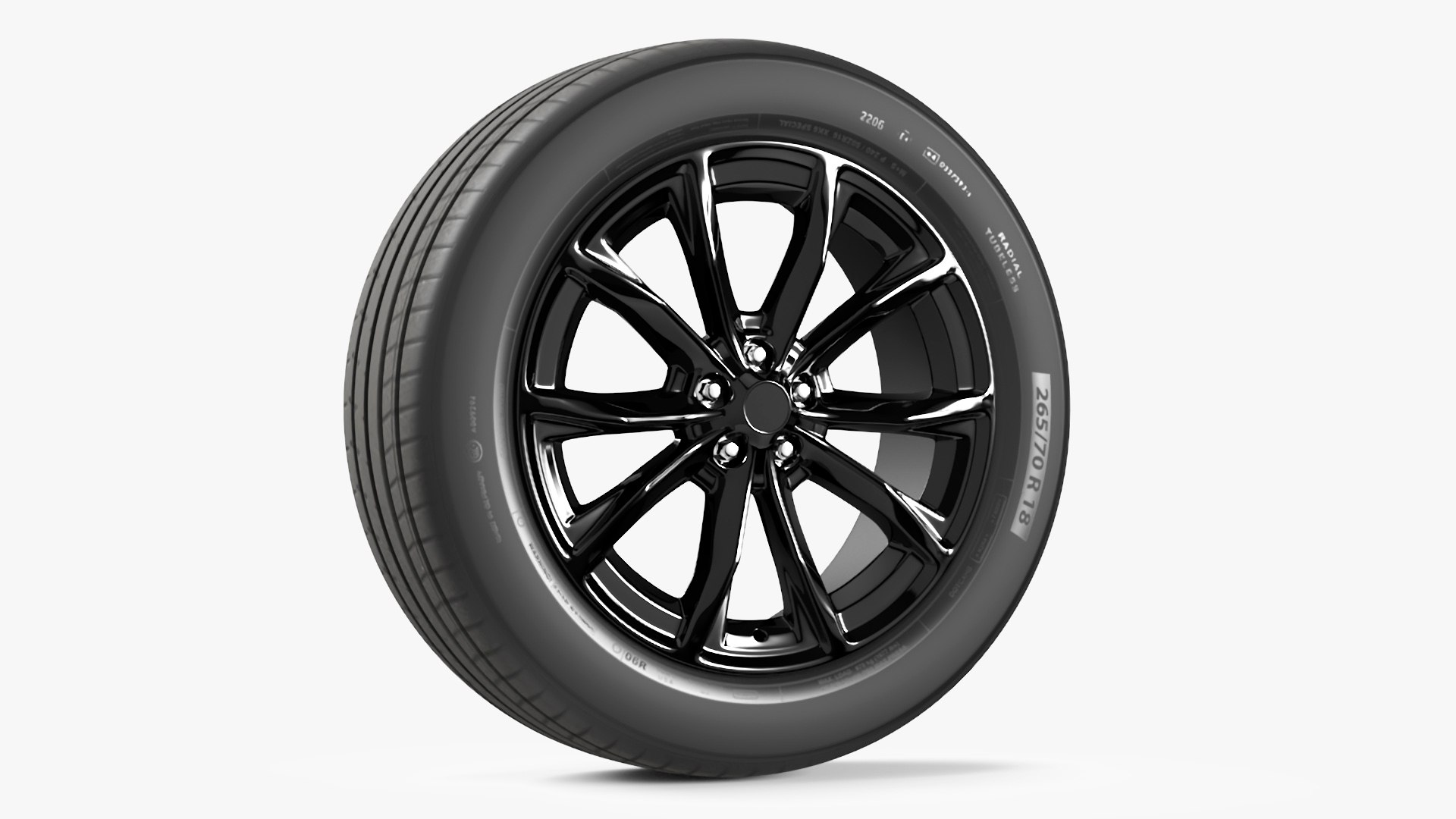 Alloy Wheel with Tire Black 3D model preview