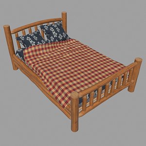 3d model wooden bed