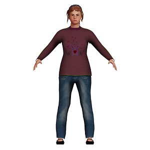 low-poly white woman 3D model