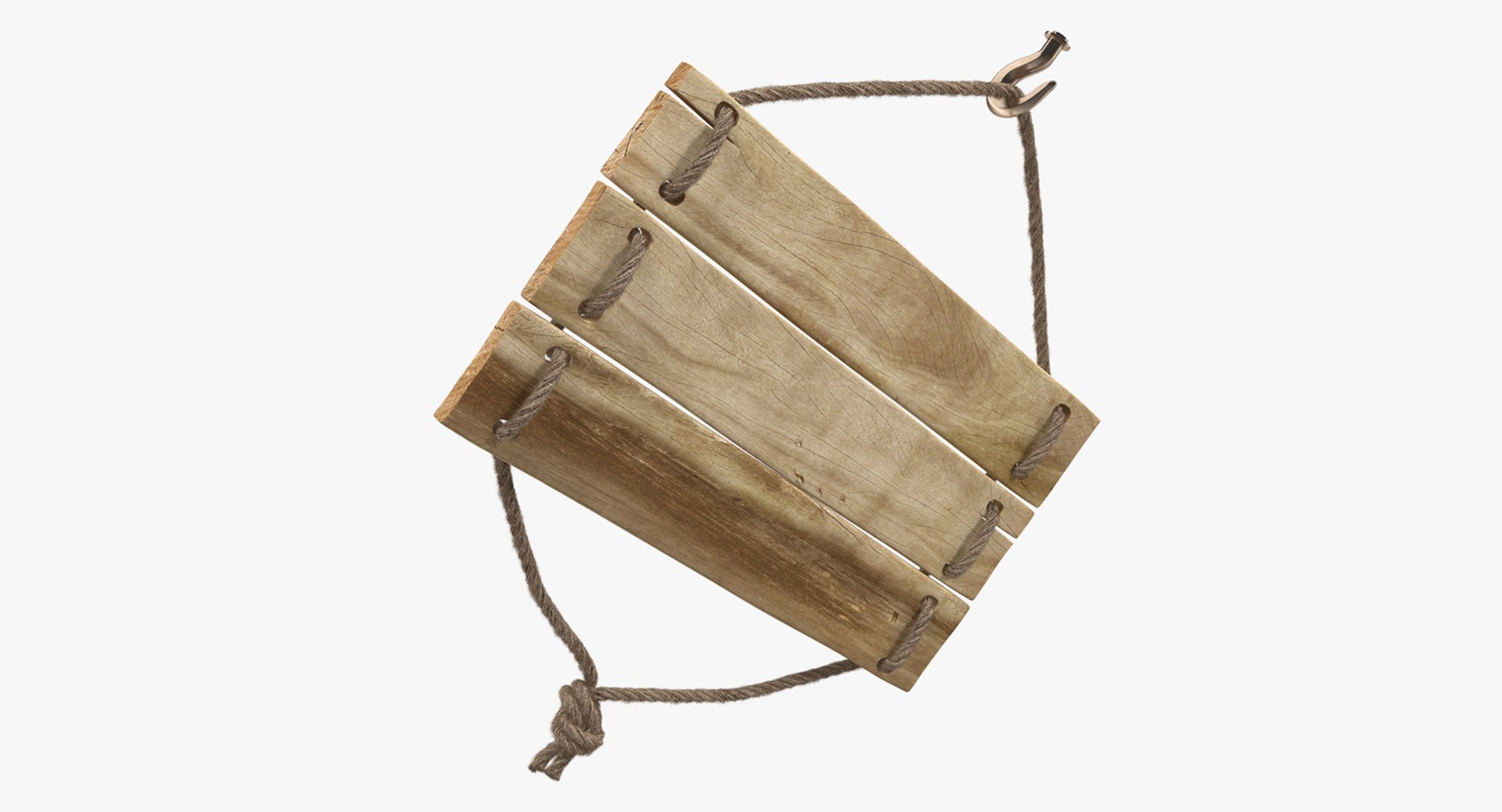 Three Board Wooden Sign 3D model preview