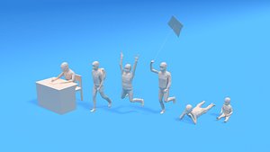 3D model kids writing school