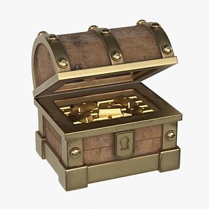 3D Treasure Chest with Gold Bars model