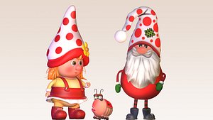Gnome girl boy ladybug 3D model