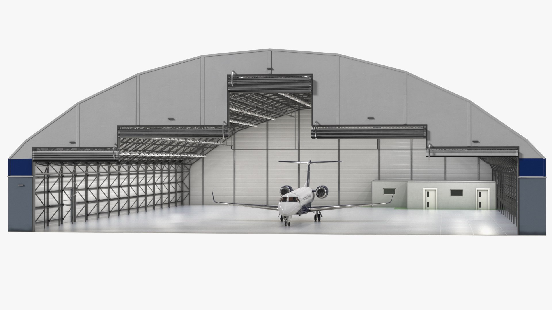 Private Jet Embraer Legacy 650E In Aircraft Hangar 3D model preview