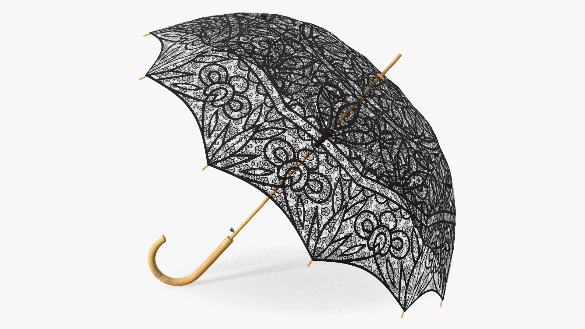 Black Lace Parasol Umbrella 3D model preview