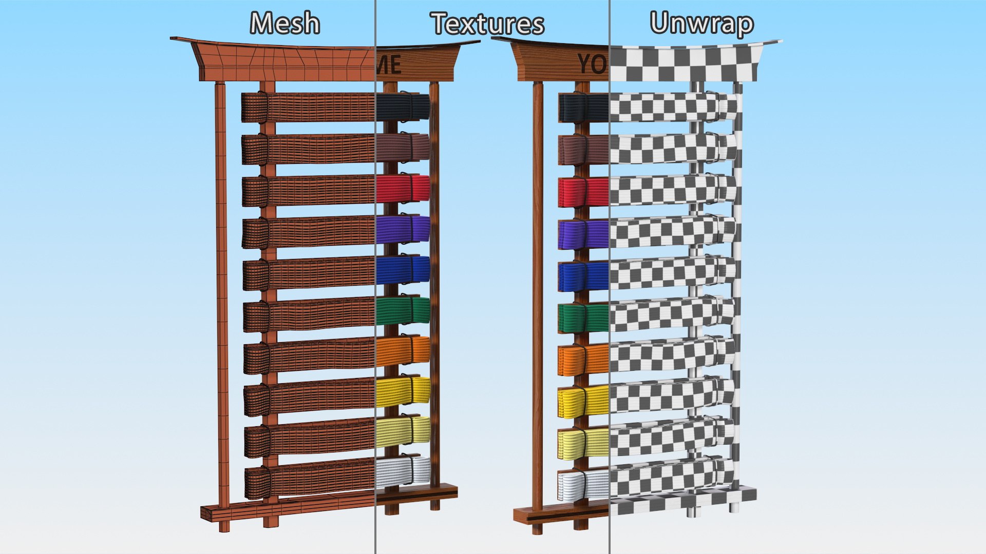 Karate Belt Display Rack 3D https://p.turbosquid.com/ts-thumb/sr/hmuTO0/pF/karatebeltdisplayrackvray3dmodel014/jpg/1671565281/1920x1080/fit_q87/31289f751d0462255bf8d63209cfe5b8d81c363d/karatebeltdisplayrackvray3dmodel014.jpg