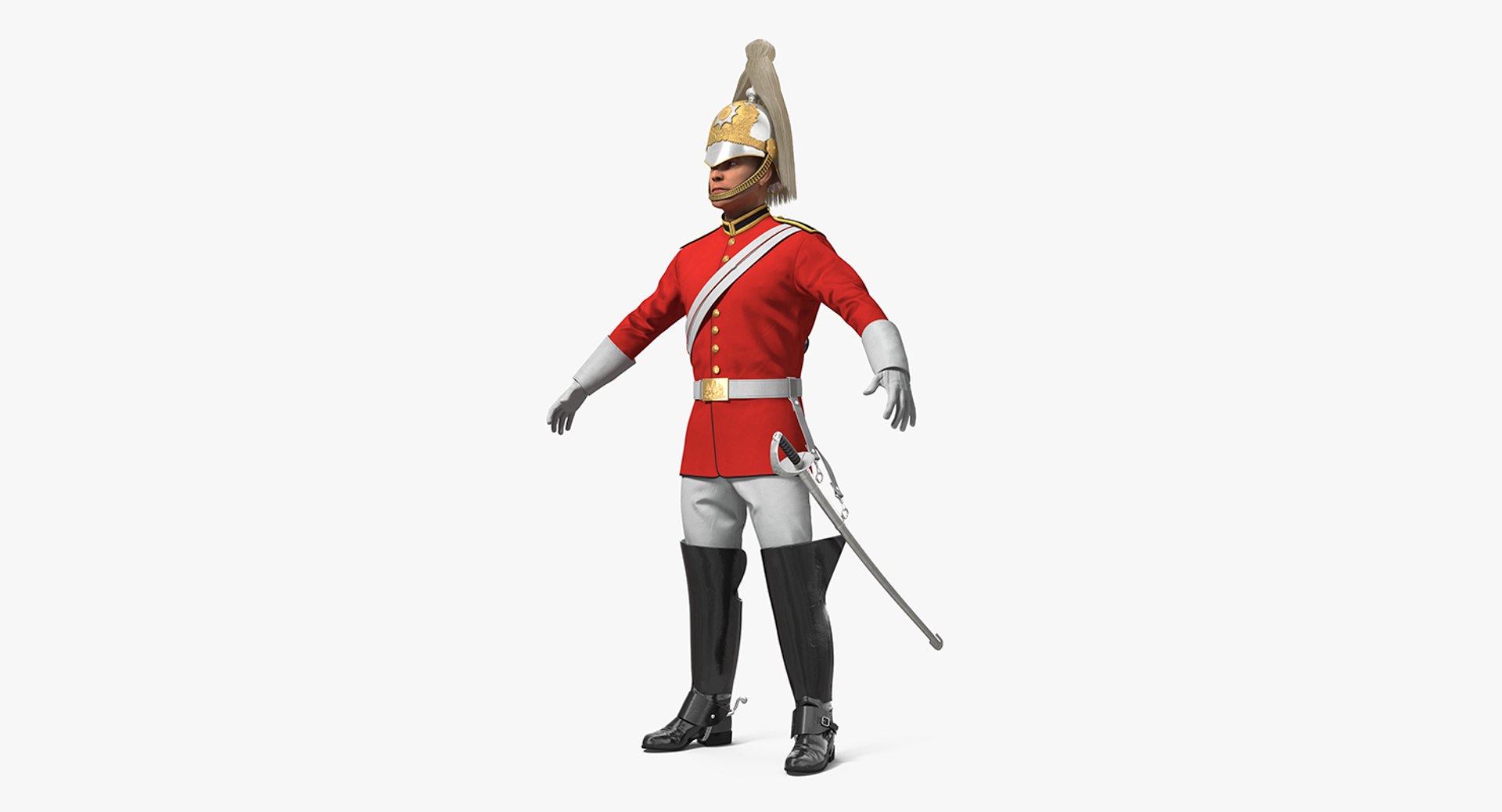 British Royal Lifeguard Cavalry Soldier with Fur 3D Model 3D model preview