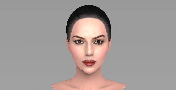 3D bust brunette woman color model