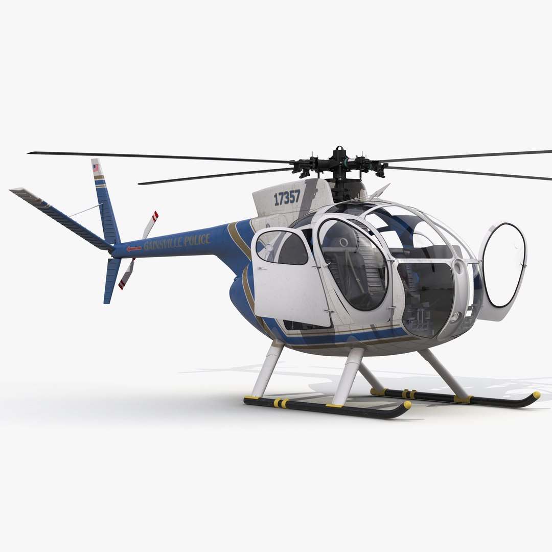 Light Helicopter Hughes OH-6 Cayuse Rigged Police 3D model preview