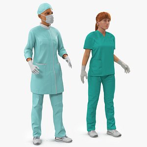 3d female rigged doctors modeled model