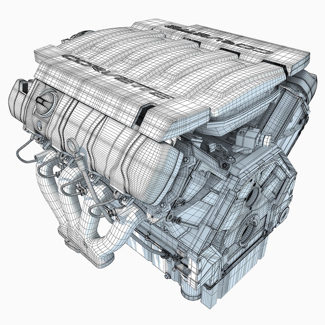 Chevrolet Corvette 2014 V8 Engine 3d Model