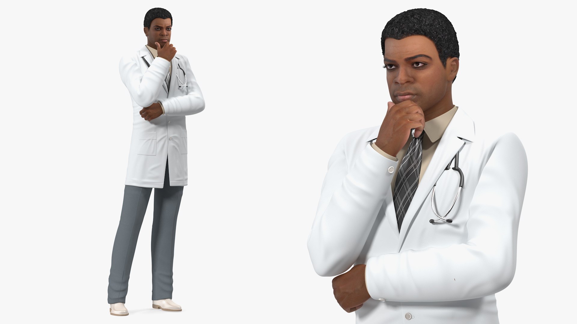 Light Skin Black Male Doctor 3D model preview