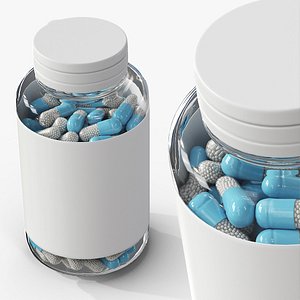 3D Jar with Granulated Capsules Blue model